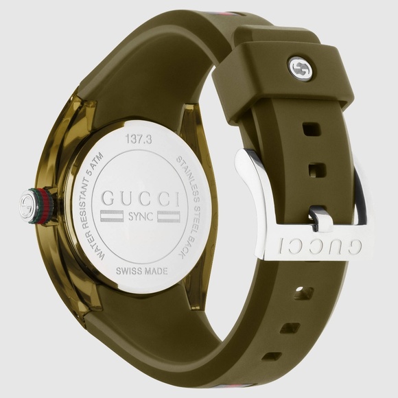 Gucci Sync XXL Khaki Rubber Unisex Watch YA137106 - Picture 2 of 3